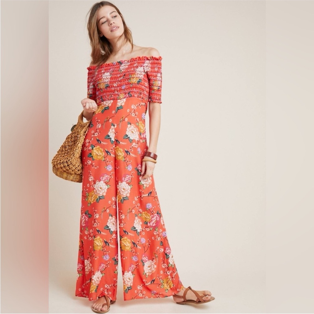 Anthropologie x Farm Rio Paraiso Wide Leg Jumpsuit, size S Petite